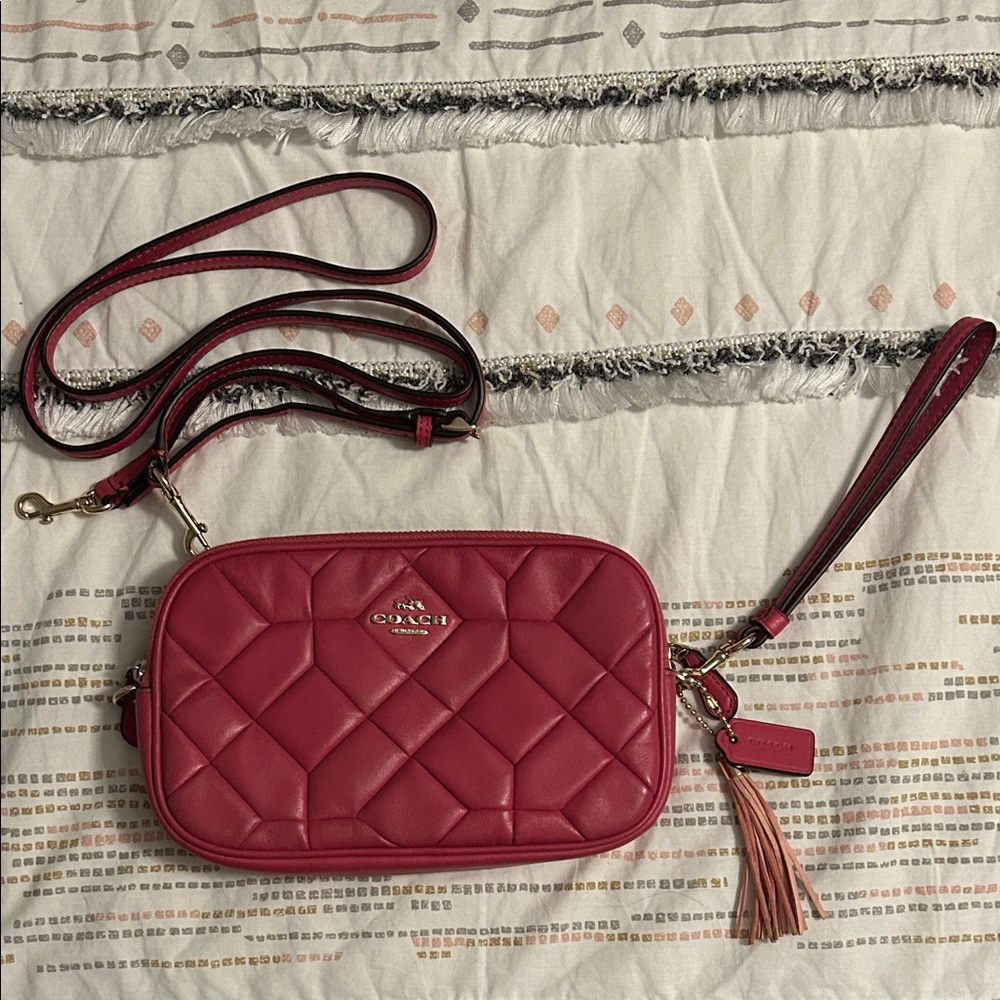 Coach Pink Quilted Crossbody Bag/Wristlet